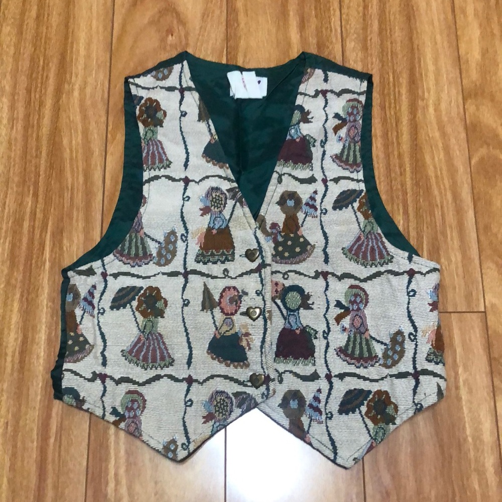 Vintage little girls embroidered vest
